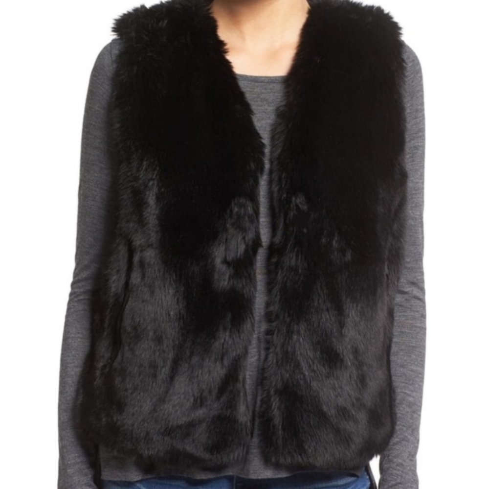 Madewell Women's Black Fur Vest Size XS